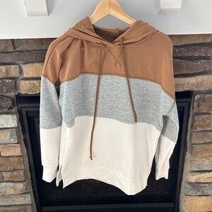 Source Unknown Brown, Gray, and White Hoodie